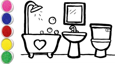 How To Draw Bathroom Drawing And Colouring Step By Step Easy Drawing