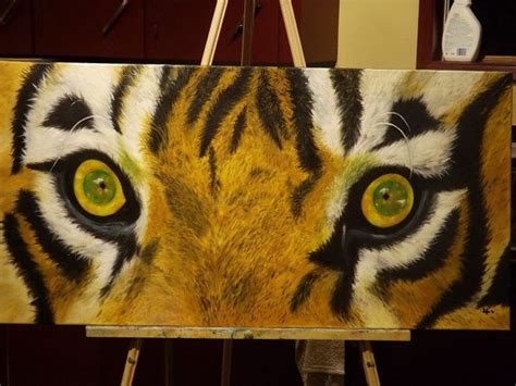 Original Oil Painting On Canvas Eye Of The Tiger By Sagastone