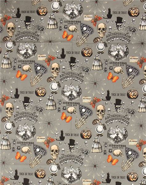 Grey Alexander Henry Halloween Skull Fabric Modes4u