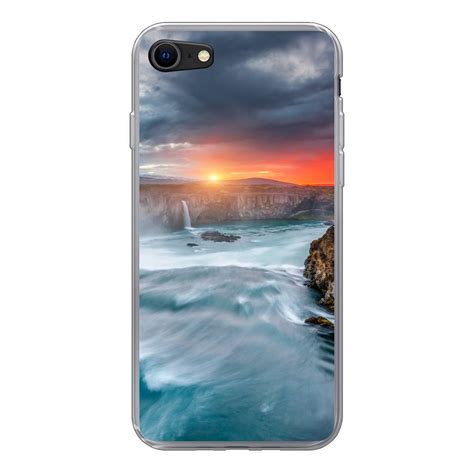 Muchowow Handyhülle Wasserfall Sonnenuntergang Natur Wasser Handyhülle Apple Iphone Se