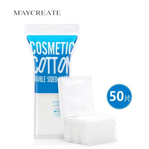 Maycreate 50pcs 3 Layers Purified Cotton Makeup Remover Cotton Face Wipe Deep Cleansing Cotton