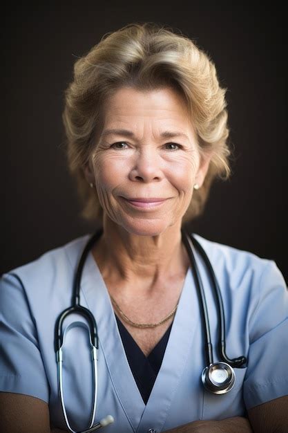 Premium Ai Image Portrait Of A Mature Female Doctor Smiling At The Camera Created With