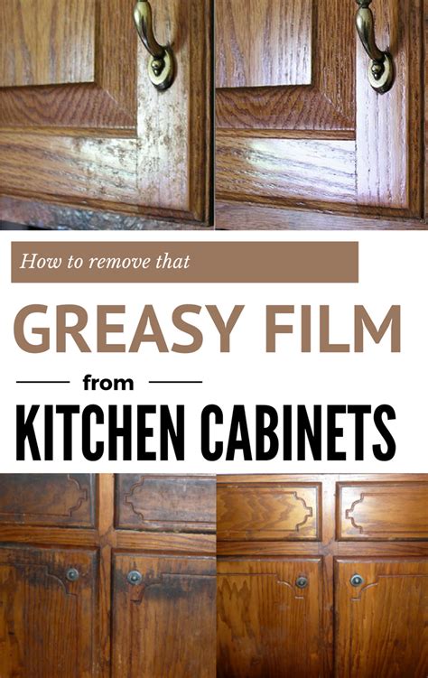 White vinegar has natural degreasing properties because it's acidic, so it's a brilliant natural way to remove grease. How To Remove That Greasy Film From Kitchen Cabinets ...