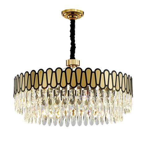 New Modern Gold And Black Crystal Chandelier Lighting Round Chandeliers