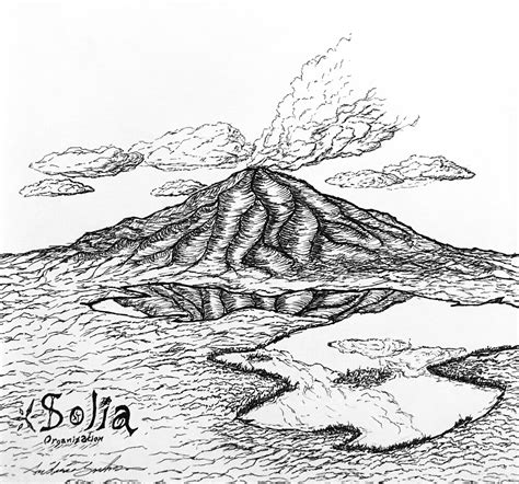 Mitten in der nacht spuckt der fagradalsfjall lavafontänen. Vulkan Zeichnung Bleistift