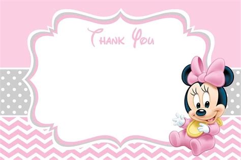Even though you've probably thanked everyone in person and opened the gifts in front of the givers, it is still in step with etiquette to send thank you notes to the guests who bought gifts. Baby Minnie Mouse Baby Shower Thank You Card ...