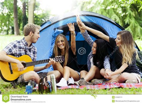Young Adults Have Fun With Guitar Stock Image Image Of Plaid Leisure
