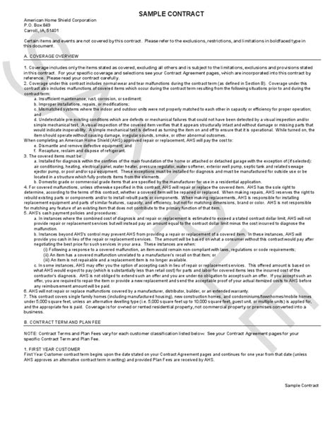 American home shield (ahs) is a reputable home warranty provider with over 45 years of industry experience. American Home Shield Sample Contract Watermark 11516 ...