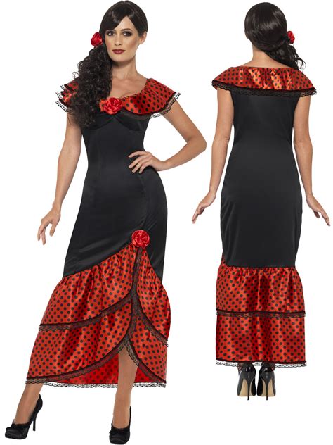 Ladies Flamenco Senorita Costume Adults Spanish Dancer Fancy Dress ...