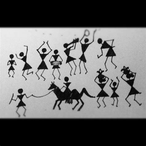 Warli Painting Images Black And White Download Free Mock Up