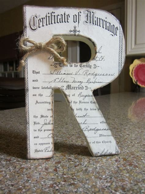 Homemade diy anniversary gifts for parents. Copy of our marriage certificate onto our initial as a ...