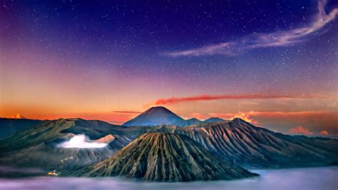 Wallpaper Gunung Berapi Bintang Pemandangan Gunung Bromo