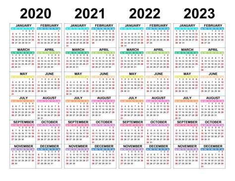 Calendario 2021 A 2024 Ilustracion De Calendario 2020 2021 2022 2023 Images And Photos Finder