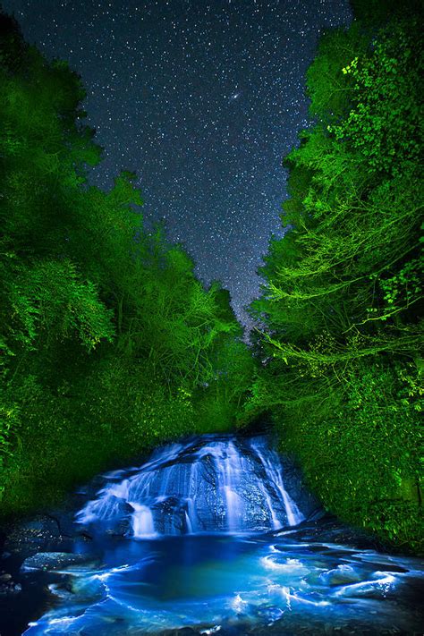 Light Painted Waterfall Under Night Sky Photograph By Kevin Adams