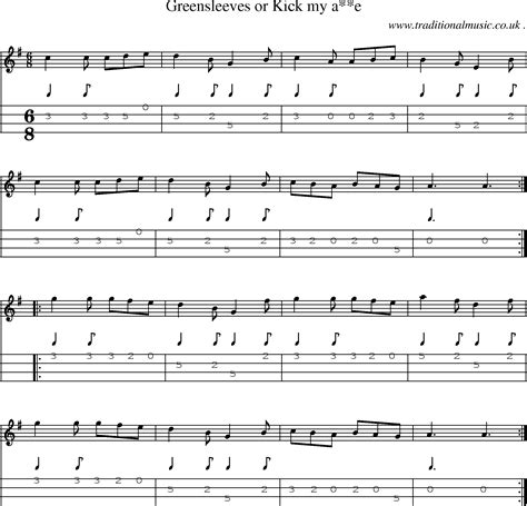 Greensleeves arranged as a contemporary lyrical solo for intermediates of all ages. Folk and Traditional Music, Sheet-Music, Mandolin tab, midi, mp3 and PDF for: Greensleeves Or ...