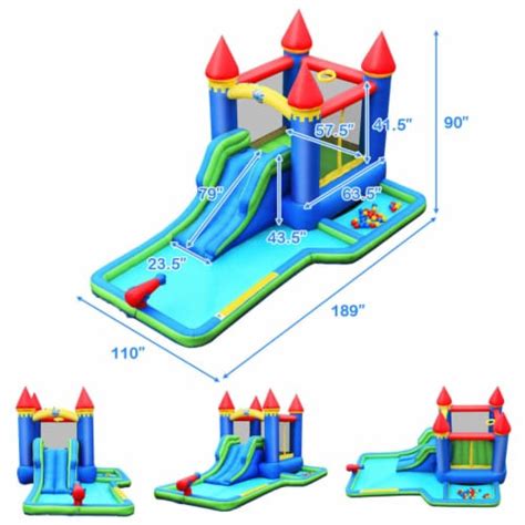 Gymax Inflatable Bouncer Climbing Slide Bounce House Water Park Ballpit