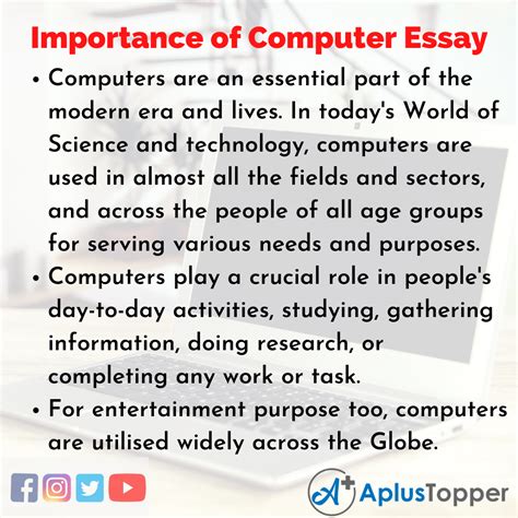 Importance Of Computer Essay Essay On Importance Of Computer For