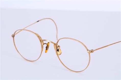 Antique Round Windsor Eyeglasses Vintage Gold 42mm Gem