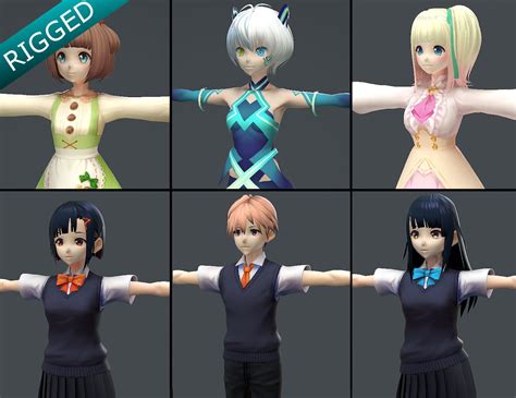 3d Model Anime Characters Low Poly Rigged Cgtrader