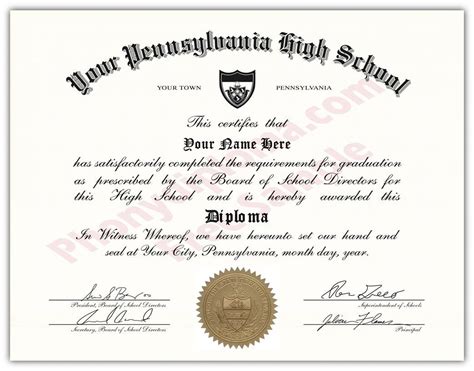 Free High School Diploma Template With Seal Pdf Addictionary
