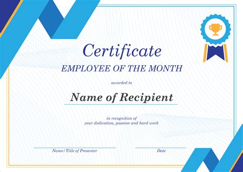 Employee Of The Month Certificate Template Free Download Printable