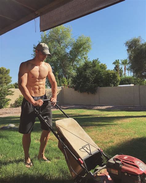 Hot Shirtless Lawn Mower With Six Pack Abs