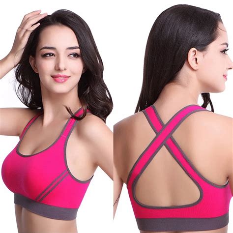 Woman Yoga Fitness Sports Bra Tank Shockproof Push Up Running Gym Racerback Wire Free Padded