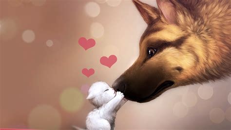 Cat And Dog Kissing Wallpapers Hd Desktop And Mobile