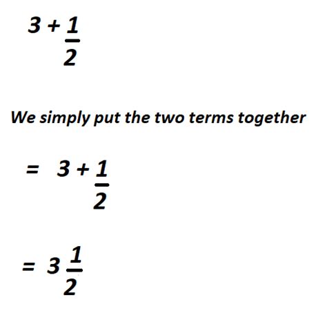 Refer the example calculation to know how to perform mixed number to irregular fraction conversion. How to Add Fractions with Whole Numbers.