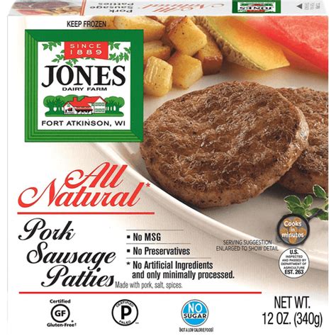 Jones Dairy Farm Golden Brown Sausage Patties Pork All Natural