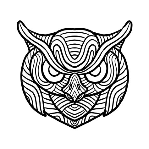 Premium Vector Owl Animal Head Zen Doodle Coloring Page