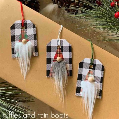 Handmade Wood Gnome Gift Tags Ruffles And Rain Boots