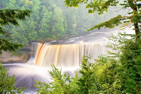 Tahquamenon Falls State Park Upper Waterfall Framed By Nature Explorest