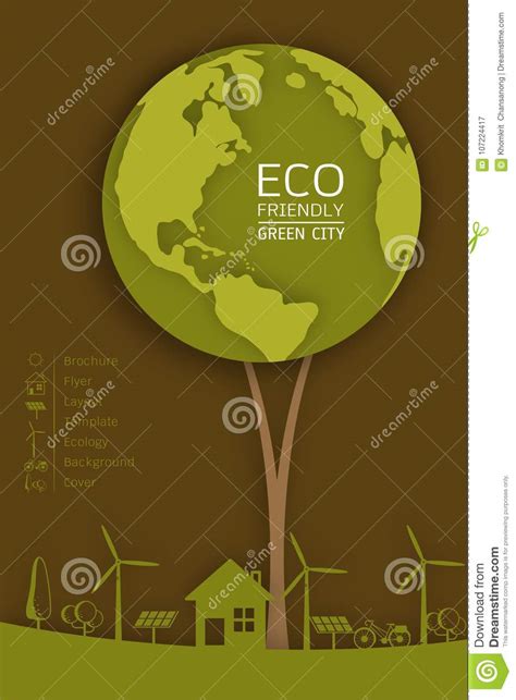Ecology Concept With Green Eco Earth Stock Vector Illustration Of