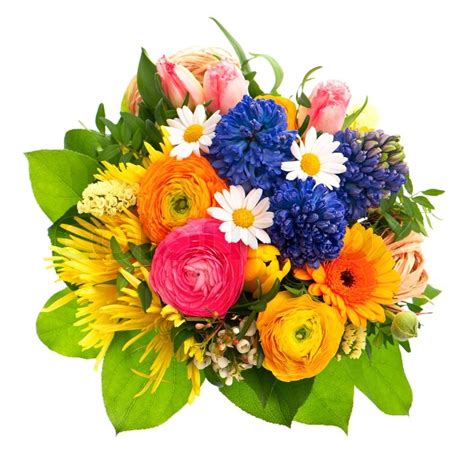 Beautiful Bouquet Of Colorful Spring Flowers Stock Photo Colourbox