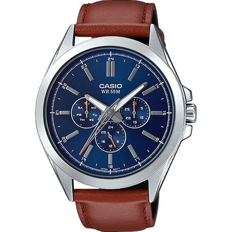 Casio Casio Mens Classic Multi Hand Brown Leather Strap Watch