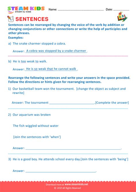 Produce And Expand Sentences Worksheet For Grade 2 Steam Kids