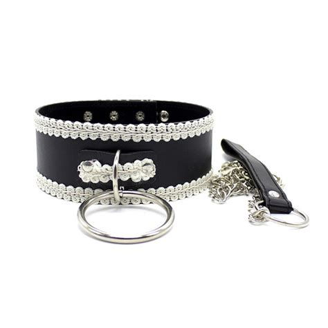 Buy Flower Decoration Faux Leather Sex Collar And