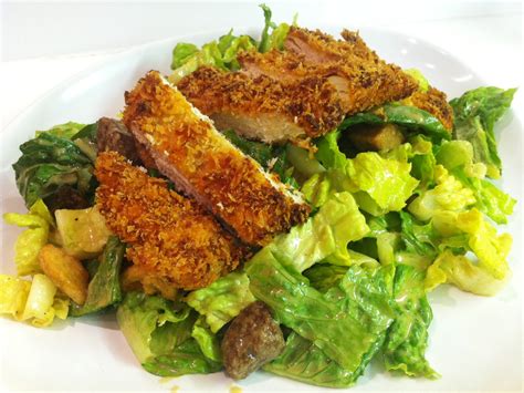Season with salt and pepper. Crispy Chicken Caesar Salad | savory