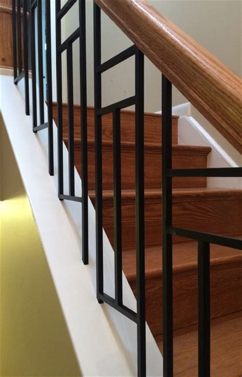 This particular model has a linear design that helps create an elegant craftsman style railing. Custom fabricated balusters - Craftsman - Staircase - philadelphia - by Ironfire Railings