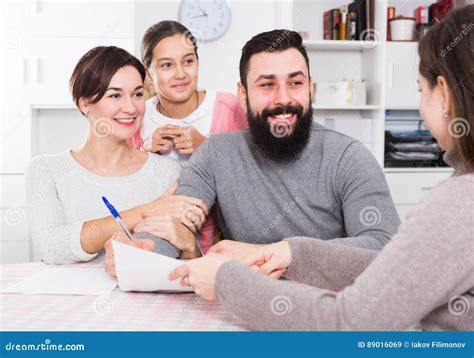 Parents Signing Property Papers Stock Image Image Of Girl Agreement