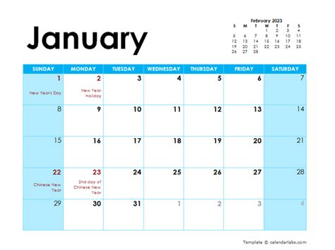 2023 Singapore Monthly Calendar Colorful Design Free Printable Templates