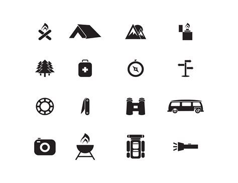 Hiking And Camping Icons Set Vector Graphic By Meisuseno · Creative Fabrica