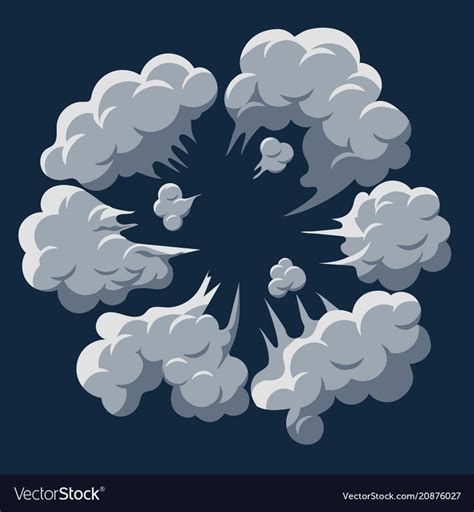 Smoke Cloud Explosion Dust Puff Cartoon Frame Vector Image Aff