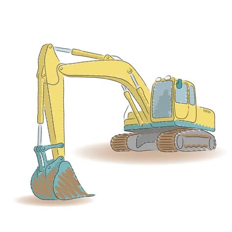 Outline Of Excavator Vector Illustration Stock Vector Image By