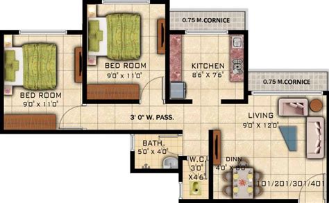 446 Sq Ft 2 Bhk Floor Plan Image Panvelkar Group Crown Available For