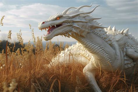 Gracious White Dragon With Pearls Scales Generative Ai Art