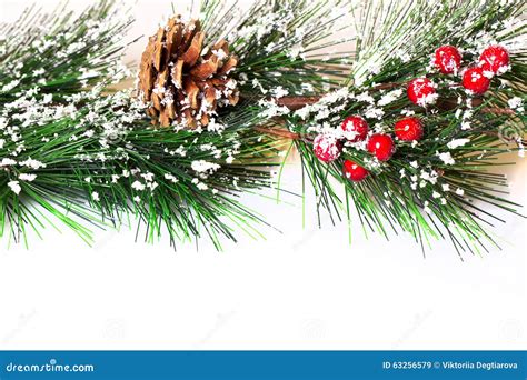 Pine Branches With Christmas Ornaments Stock Image Image Of Holiday