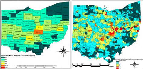 Geometric Mean Of Radon Concentration In Ohio Counties And
