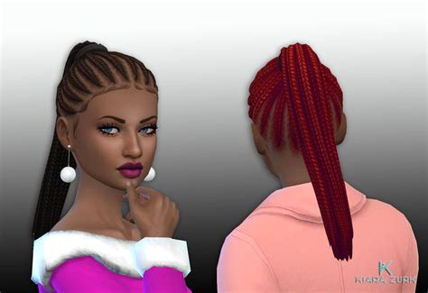 Braided Pony Tail Plain My Stuff Braided Pony Sims 4 Studio Pom Pom